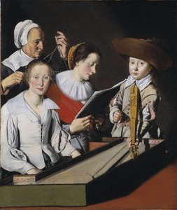 Une fete musicale – Zenés buli, szerző: La Tarte, Paul (?-1636). Olajfestmény. Mérete: 116x98,8 cm. Nemzeti Múzeum Stockholm alkotó: Paul La Tarte