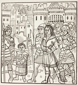 Szent Lajos király, Ix. Lajos francia király és két testvére, Alfonz és Károly a szaracénok fogságába esnek a fariszkuri csata után, 1250 áprilisában, a hetedik keresztes hadjárat során. alkotó: Paul Lacroix