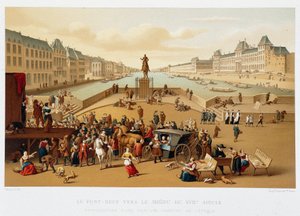Le Pont Neuf a 17. század közepe felé, „” 17. század – Intézmények: használati szokások és jelmezek, Franciaország 1590-1700”, Paul Lacroix