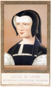 Savoyai Lujza (1476-1531), Angouleme hercegnőjének és Franciaország régensének portréja. Paul Lacroix kromolitográfiája: „XII. Lajos és Anne de Bretagne”, szerk. Georges Hurtrel