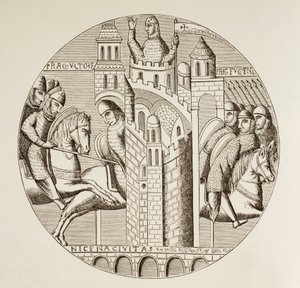 A törökországi Nicaea elfoglalása a keresztesek által 1097-ben. A Szent Denis apátság templomának ablaka után, amely mára elpusztult. alkotó: Paul Lacroix