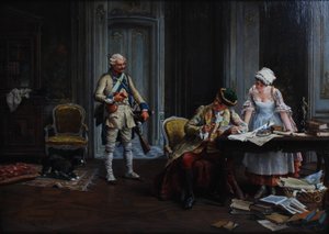 Le Billet de Logement. Olaj, tábla, szignálva és dátumozva P Jazet 1879 alkotó: Paul Léon Jazet