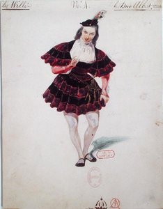 Albrecht herceg jelmezterve Adolphe Adam (1803-56) „Giselle” című művéhez 1841 körül (akvarell papíron)