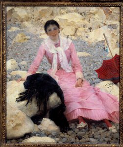 Fernande Mathey (1857-1941) portréja a tengerparton Paul Mathey (1844-1929) festménye 19. század V. 0,55x0,46 m Párizs, Muse d