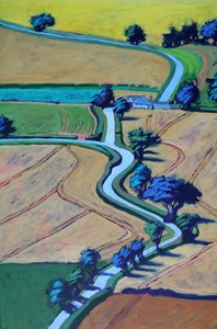 Lane nyáron közelről (akril a fedélzeten) alkotó: Paul Powis