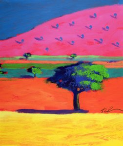 Pink Hill (akril a kártyán) alkotó: Paul Powis