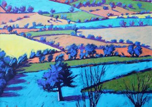 Teme Valley Summer II közelről (akril a fedélzeten) alkotó: Paul Powis