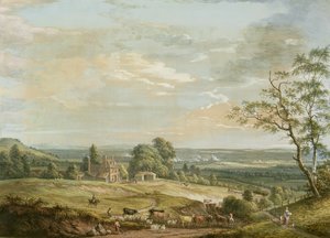 Távoli kilátás Maidstone-ra, a Lower Bell Innből, Boxley Hillben (guache papíron) alkotó: Paul Sandby