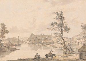 Askeaton apátság Limerick közelében, Írország, a Deel folyón alkotó: Paul Sandby