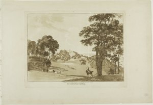 Denefawr Castle, tizenegyedik lemez a Tizenkét walesi látképből alkotó: Paul Sandby