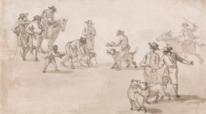 Figurák csoportja: Kutyaviadal alkotó: Paul Sandby