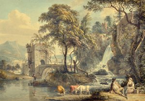 Táj vízeséssel alkotó: Paul Sandby
