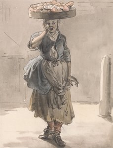 London Cries – Egy lány kosárral a fején (Fények a macskáknak, máj a kutyáknak) alkotó: Paul Sandby
