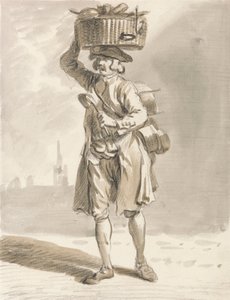 London Cries: Egy férfi kosárral (Ember, aki fazekakat és serpenyőket árul) alkotó: Paul Sandby
