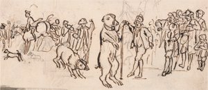 Zenészek és egy fellépő medve alkotó: Paul Sandby