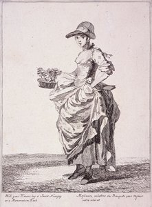 Nosegay és memokönyv-árus, Cries of London, 1760 alkotó: Paul Sandby