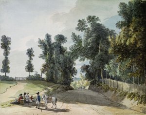 Úton Tonbridge felé: Utazók, akik egy bandában pihennek az út mellett, alkotó: Paul Sandby