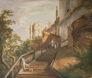 A Száz lépcső és a Winchester-torony része, windsori kastély (gouache bőrön) alkotó: Paul Sandby