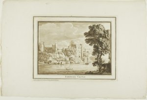 Pembroke kastély, a Tizenkét nézetből Aquatintában a Dél-Wales-i helyszínen készített rajzokból alkotó: Paul Sandby