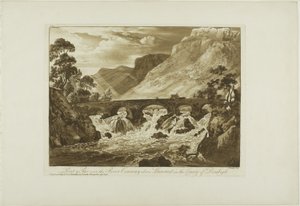 Pont y Pair a Conway folyó felett, Llanrwst felett, Denbigh megyében alkotó: Paul Sandby