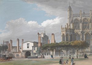 A windsori Szent György-kápolna és az éneklő férfiak kolostorának bejárata alkotó: Paul Sandby