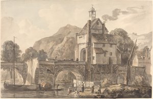 A híd Bridgnorthban, Shropshire-ben alkotó: Paul Sandby