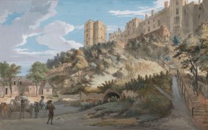 A száz lépcső és a Winchester-torony, Windsori kastély, Berkshire alkotó: Paul Sandby