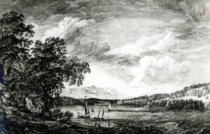 Kilátás a Hudson-folyóra, Pakepseyre alkotó: Paul Sandby