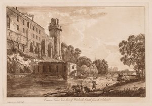 Kilátás a Warwick-kastélyra: a Caesars tulajdonosa és a Warwick-kastély egy része a szigetről alkotó: Paul Sandby