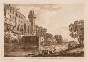 Kilátás a Warwick-kastélyra: Caesars ower és Warwick-kastély egy része a szigetről, 1776. alkotó: Paul Sandby