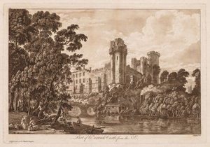 Kilátás a Warwick-kastélyra: A Warwick-kastély része délkeletről, 1776. alkotó: Paul Sandby