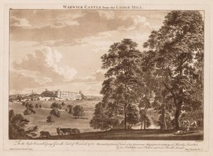 Kilátás a Warwick-kastélyra: Warwick-kastély a Lodge Hillről alkotó: Paul Sandby