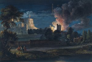 Windsor kastély a Datchet Lane -ből egy örömteli éjszakán, 1768 alkotó: Paul Sandby