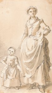 Nő és gyermek kezében egy baba alkotó: Paul Sandby