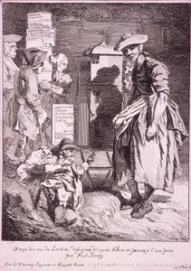 Nő egy ritka műsorral, Cries of London, 1760 alkotó: Paul Sandby