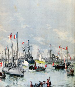 Francia flottilla Portsmouth kikötőjében, 1891 alkotó: Paul Senau