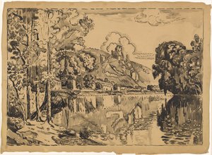 Les Andelys egy nyári reggelen alkotó: Paul Signac