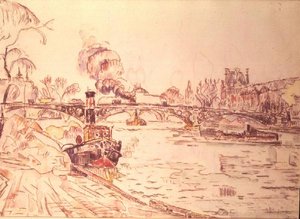 Párizs a Louvre-ral és a Pont des Arts-szal alkotó: Paul Signac