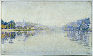 Folyópart, Szajna és Herblay Paul Signac festménye (1863-1935) 1889 V. 0,33x0,55 m Párizs, Muse d