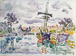 Vitorlás egy mólón, 1920-as évek. alkotó: Paul Signac