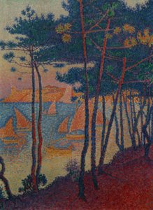 Vitorlák és fenyőfák alkotó: Paul Signac