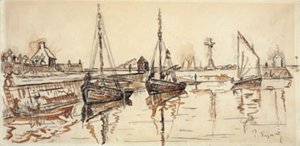 Vitorlás hajók Barfleur kikötőjében alkotó: Paul Signac