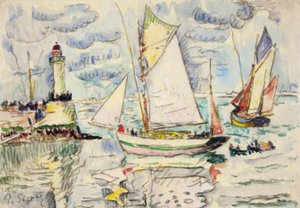 Két halászhajó Granville kikötőjének bejáratánál alkotó: Paul Signac