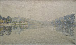 Kilátás a Szajnára Herblay-nél, 1889 alkotó: Paul Signac