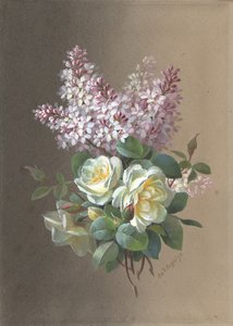 Virágok: rózsák és orgonák, 19. század vége – 20. század eleje. alkotó: Paul de Longpré