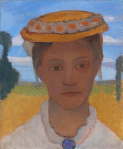 Herma művésznővér százszorszép koszorúval a kalapján, 1901 körül. alkotó: Paula Modersohn Becker