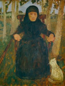 Ülő öregasszony egy macskával alkotó: Paula Modersohn Becker