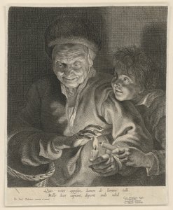 Idős nő és fiú gyertyával alkotó: Paulus Pontius