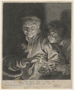 Idős nő és fiú gyertyával alkotó: Paulus Pontius