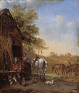 Rastender Reiter vor einem Gasthaus alkotó: Paulus Potter